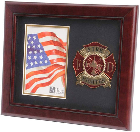 US Firefighter Medallion Portrait Picture Frame - 4 x 6 Picture Opening
