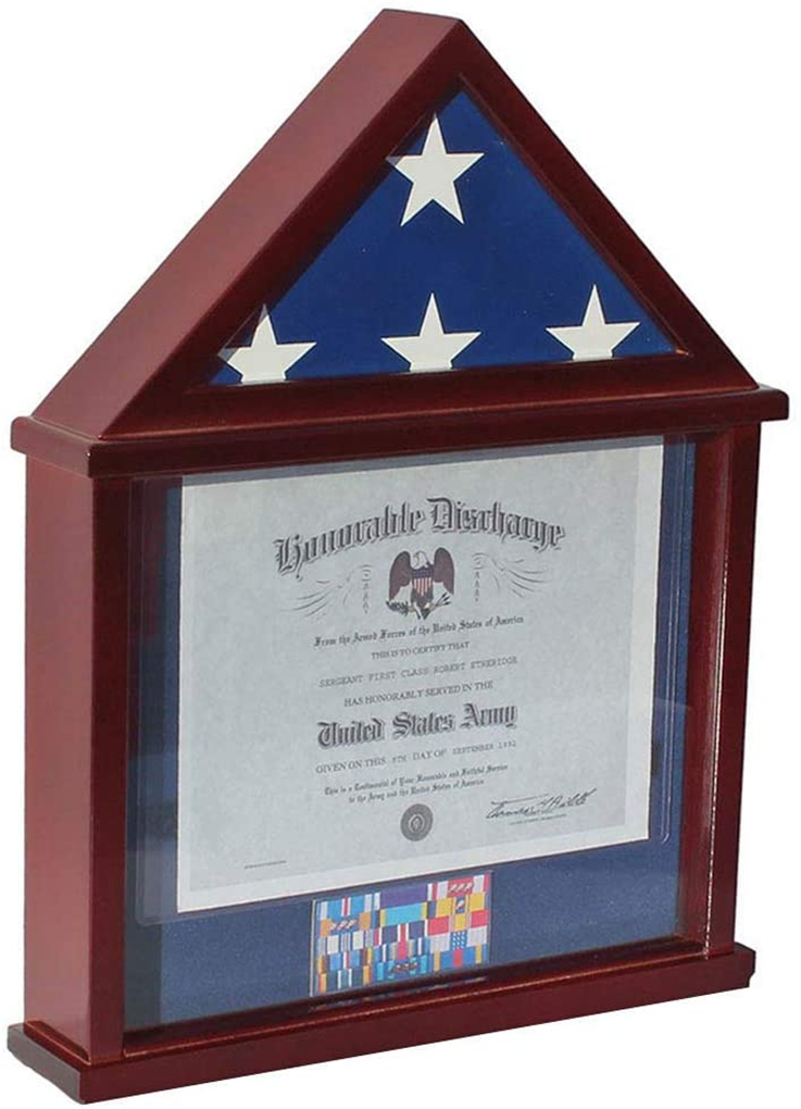 Flag Display Case Shadow Box Frame for 3'X5' Flown Flag (Not for a Casket Draped Flag),Mahogany Finish, Flag Display Case Shadow Box Frame for 3'X5' Flown Flag, The Military Gift Store, American Flag Frames (43)