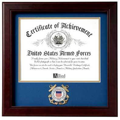 United States Coast Guard Certificate of Achievement Frame with Medallion - 8 x 10 inch