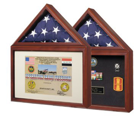 Split Level Flag Case Capitol Flag Case with Certificate/Shadow Box – Holds 3’ x 5’ Flag