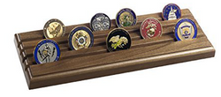4 Row Military Challenge Coin Rack - Natural Walnut