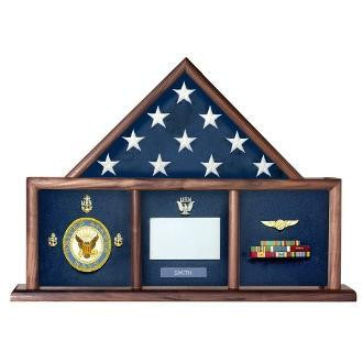 3 X 5 Flag Memorial Case - Three Bay flag memorabilia case