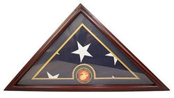 Marine Flag Display Case Box, 5x9 Burial - Funeral - Veteran Elegant Wood Display Case