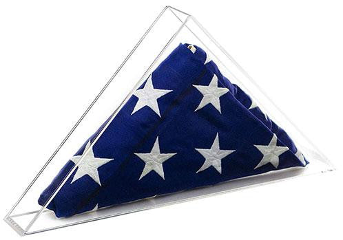 Deluxe Clear Acrylic American Flag Memorabilia Display Case Small 2' x 3 or 3' x 5' Flag