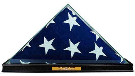 Flag Connections, All Glass Flag Display Case for 9.5' X 5' Flag with Engraving (Black), All Glass Flag Display Case for 9.5' X 5' Flag with Engraving (Black), The Military Gift Store, Display Case Accessories