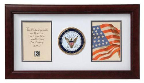 Flag Connections US Navy Medallion Double Picture Frame - Two 4 x 6 Photo Openings