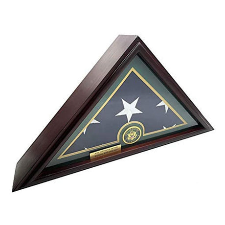 Flags Connections - 5' x 9' Burial/Funeral/Veteran Flag Elegant Display Case, Solid Wood, Cherry Finish, Flat Base (5' x 9', Army)., 5' x 9' Burial/Funeral/Veteran Flag Elegant Display Case, Solid Wood, The Military Gift Store, Army Flag Display Cases