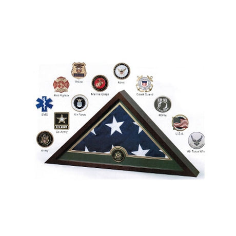 Medallion Flag Display Case, Memorial Flag Display case with Fire Fighter - Medallion