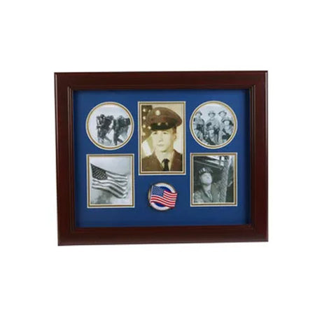 American Flag Medallion 5 Picture Collage Frame - The Military Gift Store