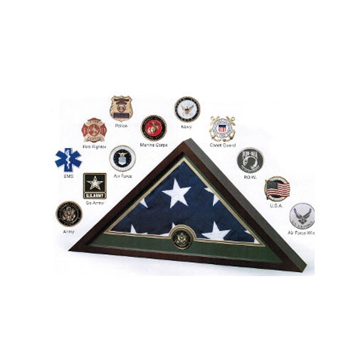 Medallion Flag Display Case, Memorial Flag Display case with EMS - Medallion.