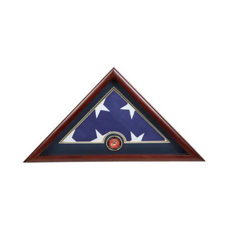 US Marine Corps Flag Display Case Complete With Flag., , The Military Gift Store, Triangle flag display
