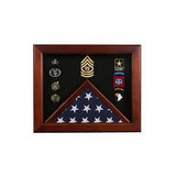 Military Flag medal display case, Mahogany wood for 3x5 flag, , The Military Gift Store, Rectangular case