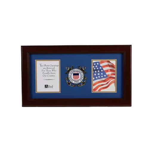 U.S. Coast Guard Medallion 4-Inch by 6-Inch Double Picture Frame, , The Military Gift Store, Picture Frame