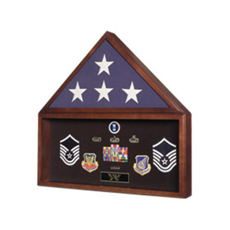 Burial Flag Medal Display case, Ceremonial Flag display - Fit 3' x 5' Flag or Fit 5' x 9.5' Casket Flag. - The Military Gift Store