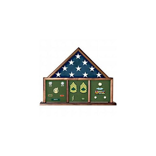 Flag Connections Walnut Three Bay Mantle Flag Display Case, , The Military Gift Store, Flag Display cases (71)