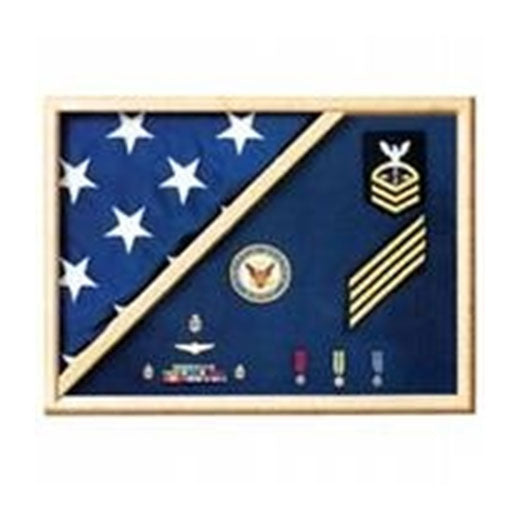 Air Force Blue - Wood Flag Display Case - Fit 3' x 5' Flag. - The Military Gift Store