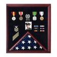Flag Photo and Badge Display Case - Cherry Material. - The Military Gift Store