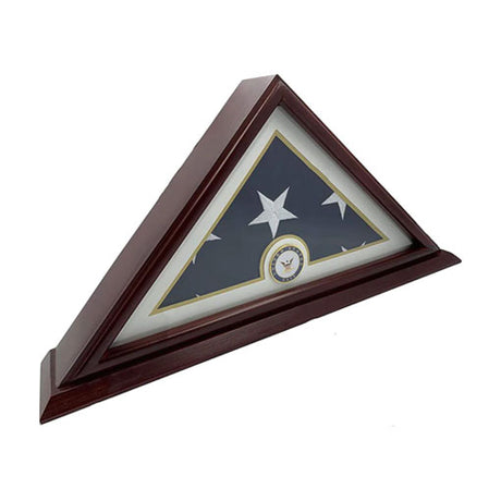 Flags Connections - 5'x9' Flag Display Case for American Veteran Burial Flag - Solid Wood, Cherry Finish - Navy., 5'x9' Flag Display Case for American Veteran Burial Flag - Solid Wood, The Military Gift Store, Triangle flag display