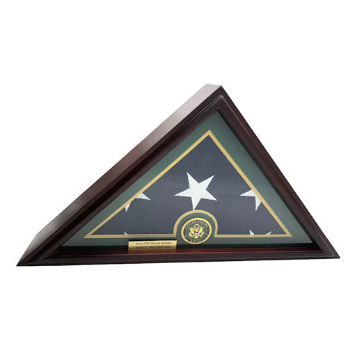 Flags Connections - 5x9 Burial/Funeral/Veteran Flag Elegant Display Case, Solid Wood, Cherry Finish, Flat Base (5x9, Army)., 5x9 Burial/Funeral/Veteran Flag Elegant Display Case, Solid Wood., The Military Gift Store, Flag Display cases
