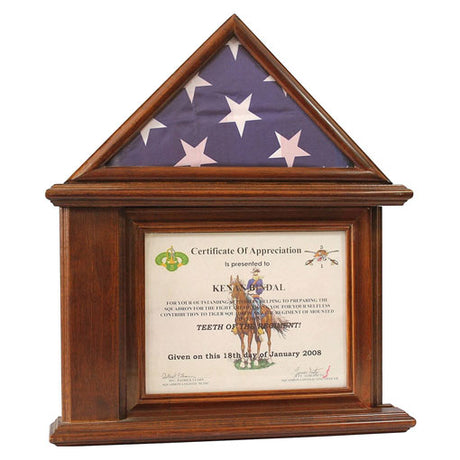 Flag Display Case with Certificate & Document Holder Frame.