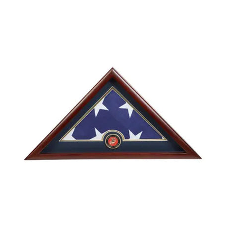 Medallion Flag Display Case, Memorial Flag Display case - Marine Corps Maron.