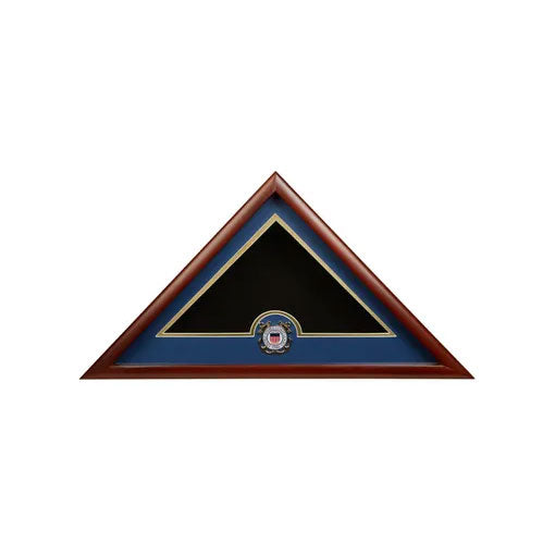 US Flag Display Case with Coast Guard Medallion - mahogany - The Military Gift Store