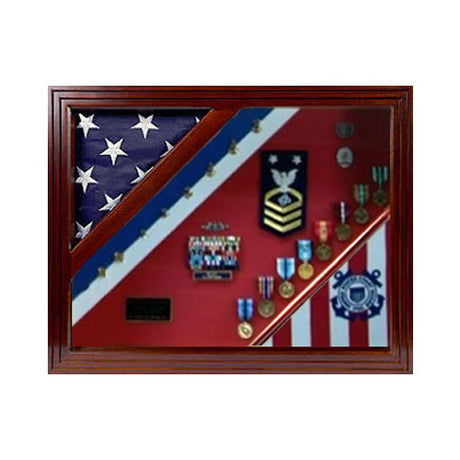 USCG Flag Cases, Coast Guard Flag Case fit 5' x 9.5' flag - Cherry Wood Material.
