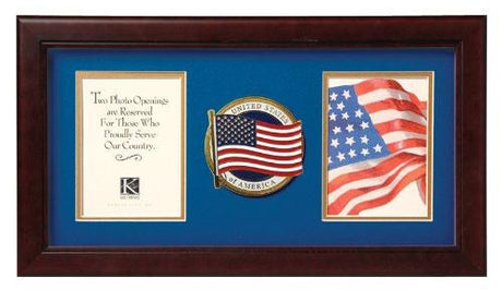 Flag Connections US American Flag Medallion Double Picture Frame - Two 4 x 6 Photo Openings