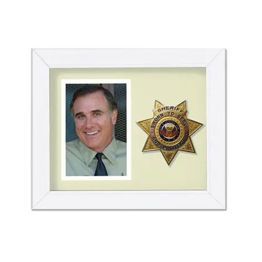 8X10 WHT VRT Sheriff Frame - The Military Gift Store