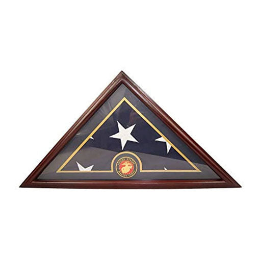 Flags Connections - Marine Flag Display Case Box, 5x9 Burial - Funeral - Veteran Elegant Wood Display Case with Flat Base., Marine Flag Display Case Box, 5x9 Burial - Funeral - Veteran Elegant., The Military Gift Store, Flag Display cases