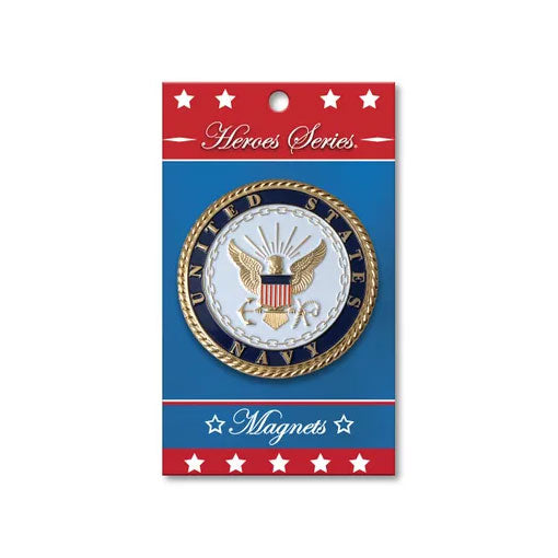 Flags Connections - Heroes Series Navy Medallion Small Magnet - 2.25 Inches.