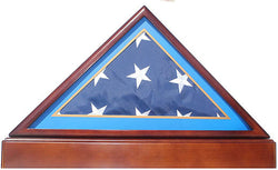 Burial/Funeral Flag Display Case Frame with Pedestal Stand - Air Force Sky Blue Mat