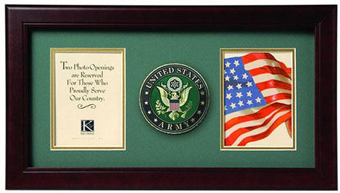 Flag Connections US American Flag Medallion Double Picture Frame - Two 4 x 6 Photo Openings
