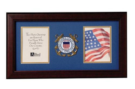 Flag Connections US Coast Guard Medallion Double Picture Frame - Two 4 x 6 Photo Openings