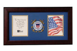 Flag Connections US Coast Guard Medallion Double Picture Frame - Two 4 x 6 Photo Openings, US Coast Guard Medallion Double Picture Frame, The Military Gift Store, Picture Frame
