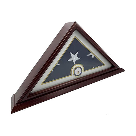 Flags Connections - 5x9 Burial/Funeral/Veteran Flag Elegant Display Case with Base, Solid Wood.