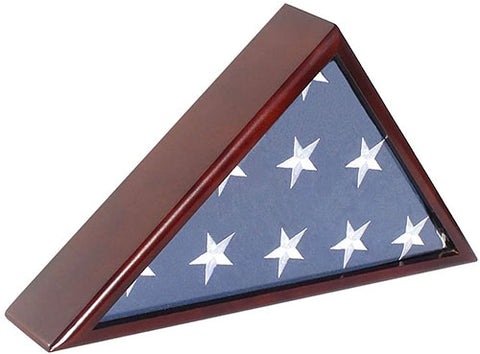Solid Wood Memorial Flag Case Frame Display Case for 5x9.5' Flag Folded. for Funeral or Burial Flag