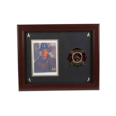 Firefighter Medallion 5-Inch by 7-Inch Picture Frame with Stars - The Military Gift Store