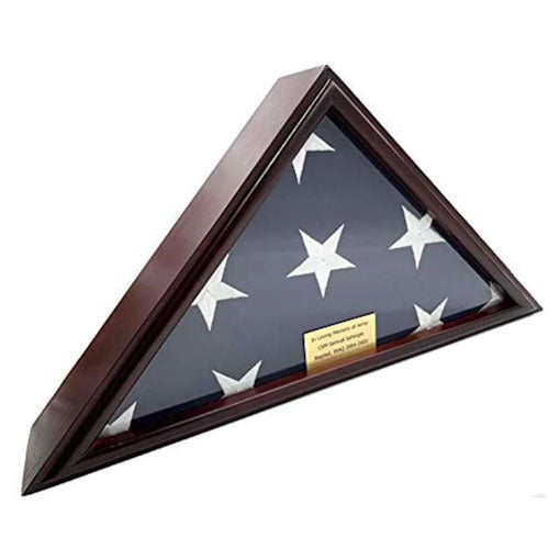 5x9 Burial/Funeral/Veteran Flag Elegant Display Case, Solid Wood, Cherry Finish, Flat Base, 5x9 Burial/Funeral/Veteran Flag Elegant Display Case, Solid Wood, The Military Gift Store, Burial Flag Case