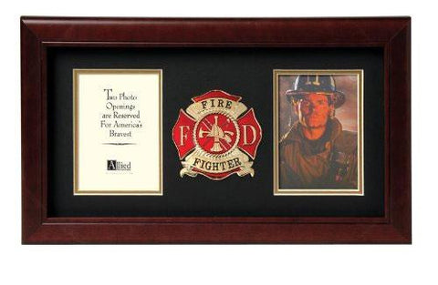 Flag Connections US Firefighter Medallion Double Picture Frame - Two 4 x 6 Photo Openings