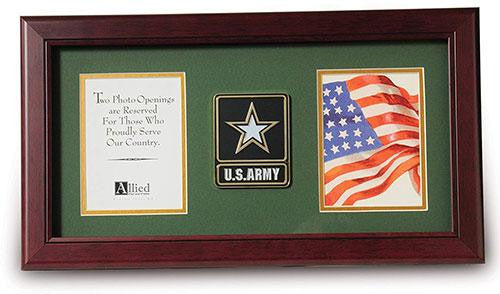 Flag Connections US Go Army Medallion Double Picture Frame - Two 4 x 6 Photo Openings