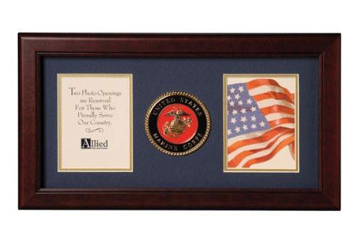Flag Connections US Marine Corps Medallion Double Picture Frame - Two 4 x 6 Photo Openings