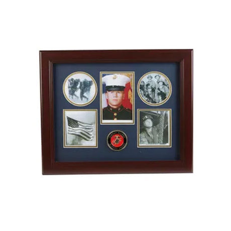 U.S. Marine Corps Medallion 5 Picture Collage Frame - The Military Gift Store