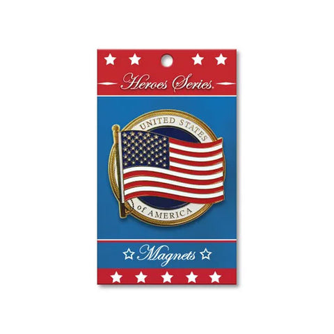 Flags Connections - Heroes Series US Flag Medallion Large Magnet - 3.75 Inches.