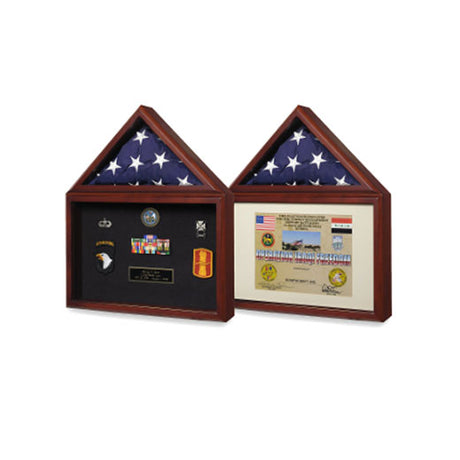 Flag display case - Flag shadow box, flag and medals Case - Cherry Material