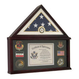 Large Military Shadow Box Frame Memorial Burial Funeral Flag Display Case for 5x9 Flag, Solid Wood (Mahogany) - Navy., Large Military Shadow Box Frame Memorial Burial Funeral, The Military Gift Store, Military Flag Display Cases