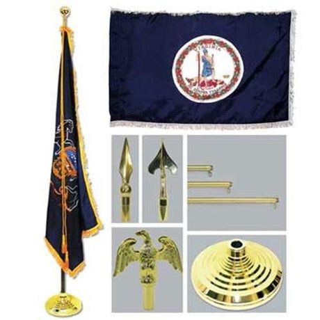 Super Tough Virginia 4ft x 6ft Flag, Telescoping Flagpole, Base, and Tassel