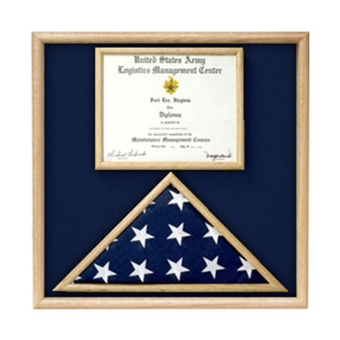 Air Force Flag and certificate Display case - Oak or Walnut Material. - The Military Gift Store