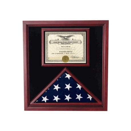 Flag and Document Display Case - Walnut Material. - The Military Gift Store