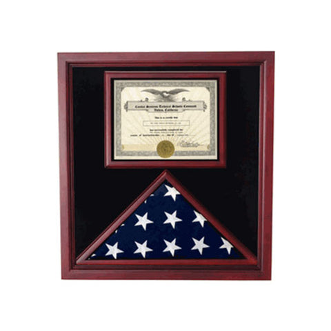 Flag and Document Display Case - Fit 5" x 8" flag. - The Military Gift Store
